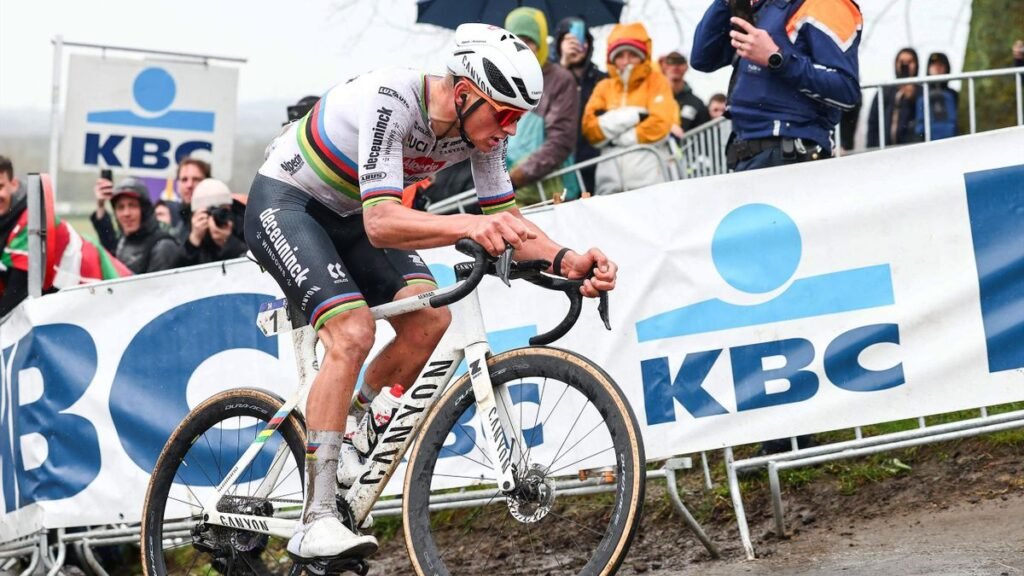 Road cyclist wearing a white helmet and shoes for a sleek, visible look